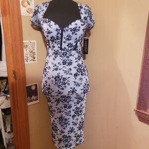 Derek Heart Floral Sweetheart Dress With Velvet Flowers And Built In Cups